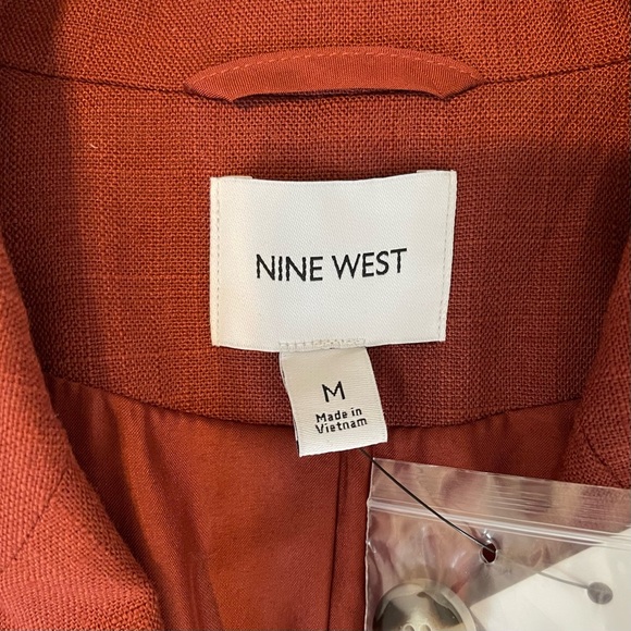 NWT Nine West Chestnut Lined Double Breasted Blazer & Cropped Wide Pants Suit - Picture 9 of 16